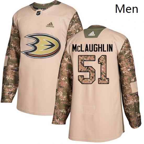 Mens Adidas Anaheim Ducks 51 Blake McLaughlin Authentic Camo Veterans Day Practice NHL Jersey